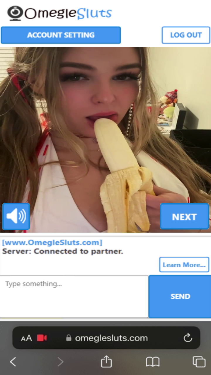 PonyTail blonde teen licking banana on omegle suck blowjob boobs  